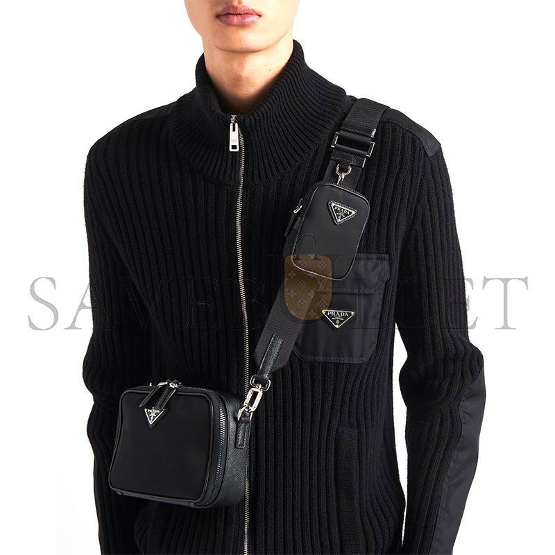 Pra*a brique re-nylon and saffiano leather bag 2vh070 (19*12.5*5.5cm)